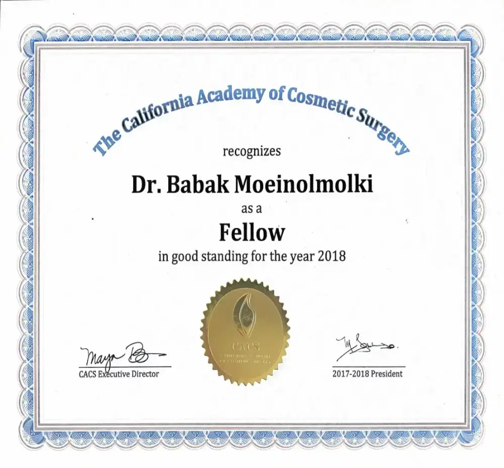 California Academy of Cosmetic Surgery - Fellow Certificate